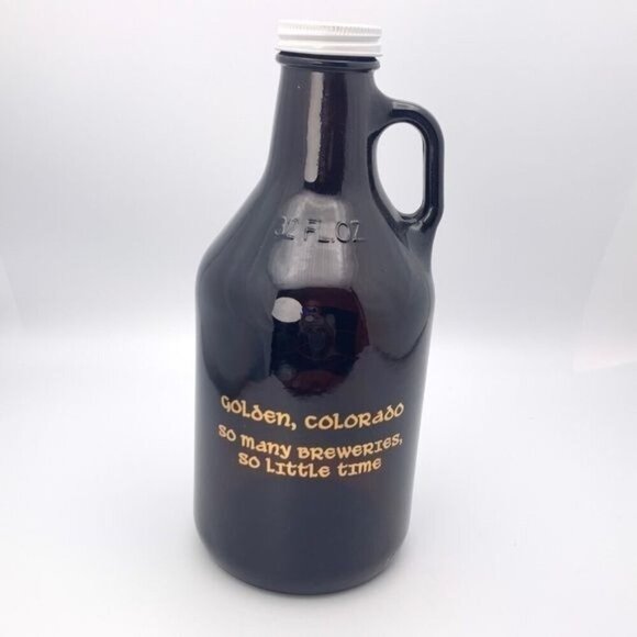 Glass Jug for Beer or Beverage Colorado Flag from Golden, CO Size 32 oz. - Picture 2 of 6